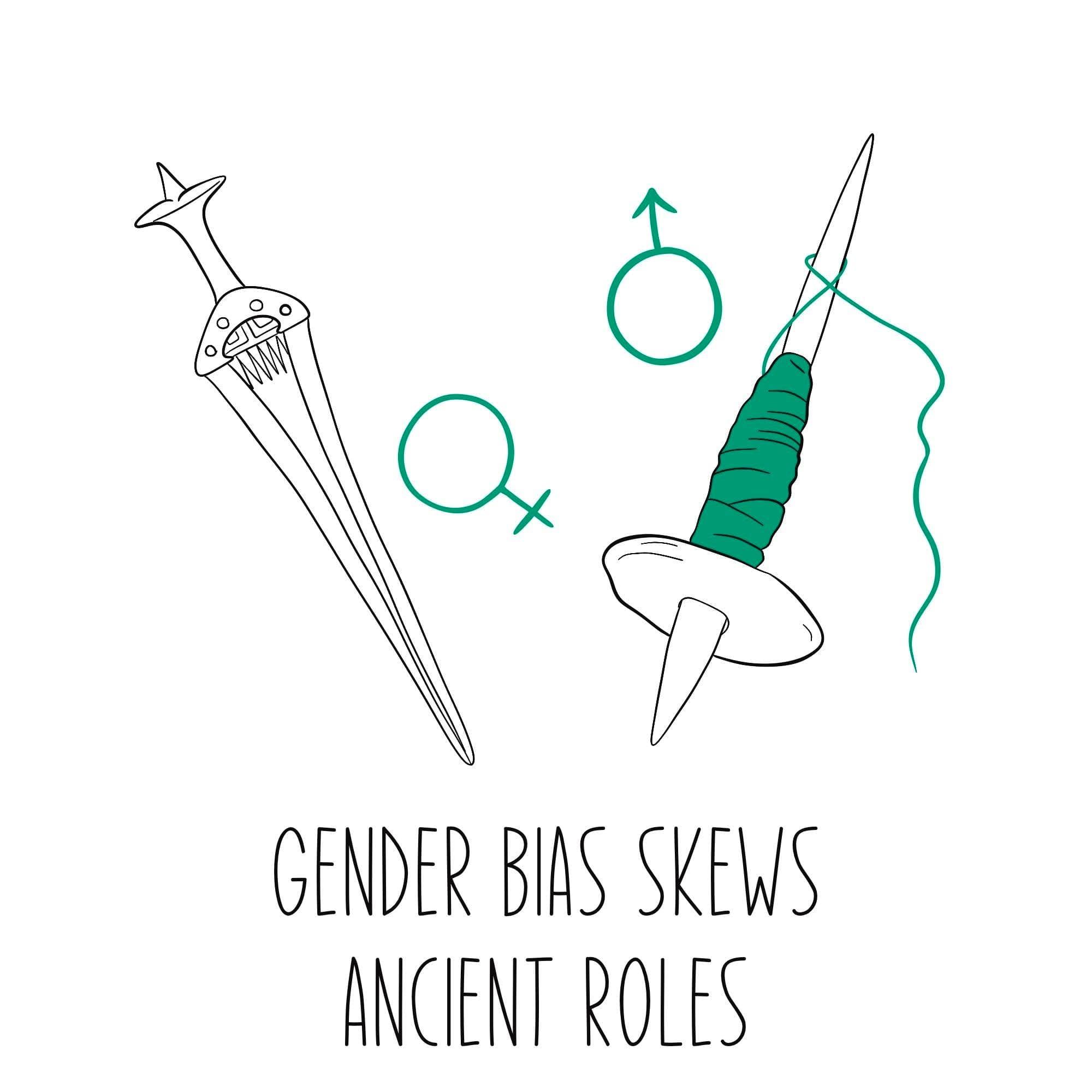 Illustration about gender bias in archaeological interpretation