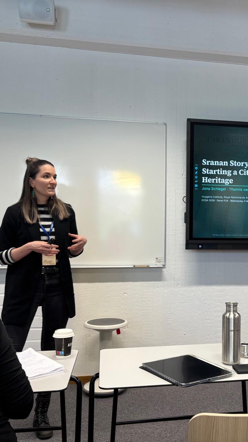 Jona presenting research at a conference in Oulu