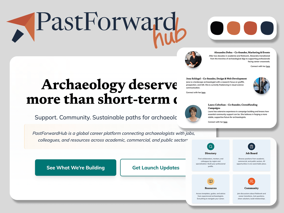 PastForwardHub – Fullstack Next.js platform connecting archaeologists worldwide with career opportunities, heritage network, and digital resources across academic and commercial sectors.