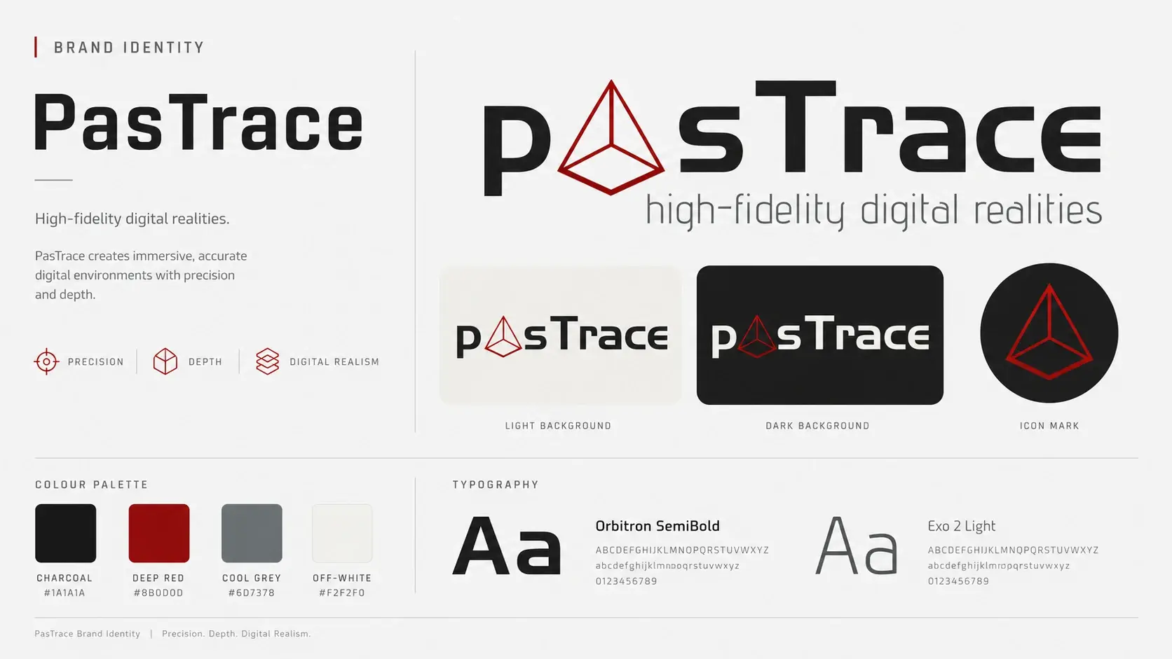 PasTrace – Visual identity and logo design for PasTrace — German photogrammetry company specialising in high-fidelity 3D documentation of cultural heritage sites and archaeological monuments.