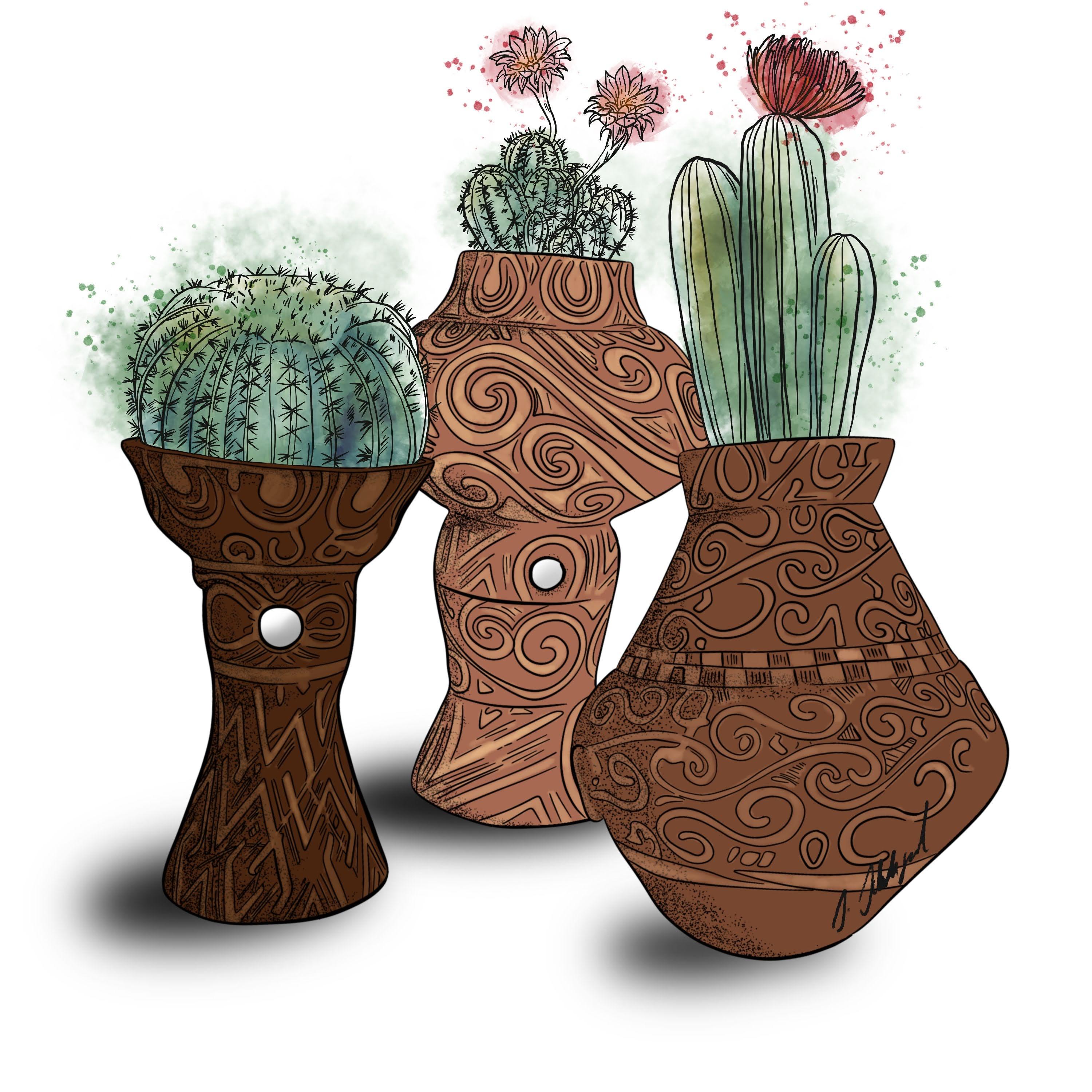 Pots with Cati illustration
